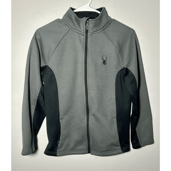 Spyder Youth Core Polar Full Zip Waffle Jacket Gray Sz L(14/16) Ski Snowboard - Picture 1 of 8